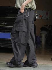 Drawtstring Pocket High Waist Long Vintage Cargo Pants Trousers Mssza