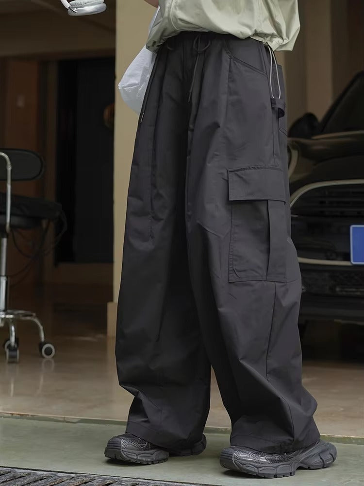 Drawtstring Pocket High Waist Long Vintage Cargo Pants Trousers Mssza