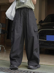 Drawtstring Pocket High Waist Long Vintage Cargo Pants Trousers Mssza