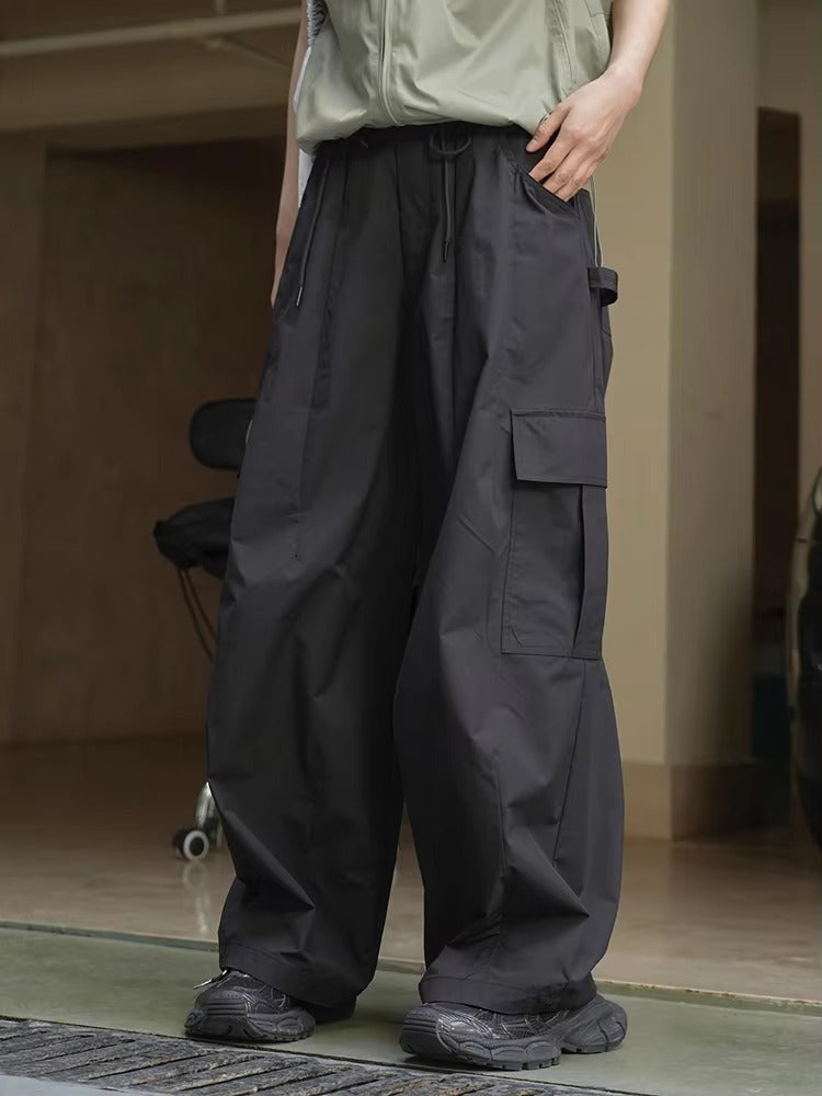 Drawtstring Pocket High Waist Long Vintage Cargo Pants Trousers Mssza