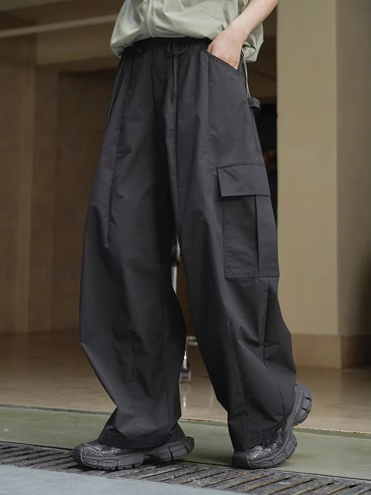 Drawtstring Pocket High Waist Long Vintage Cargo Pants Trousers Mssza