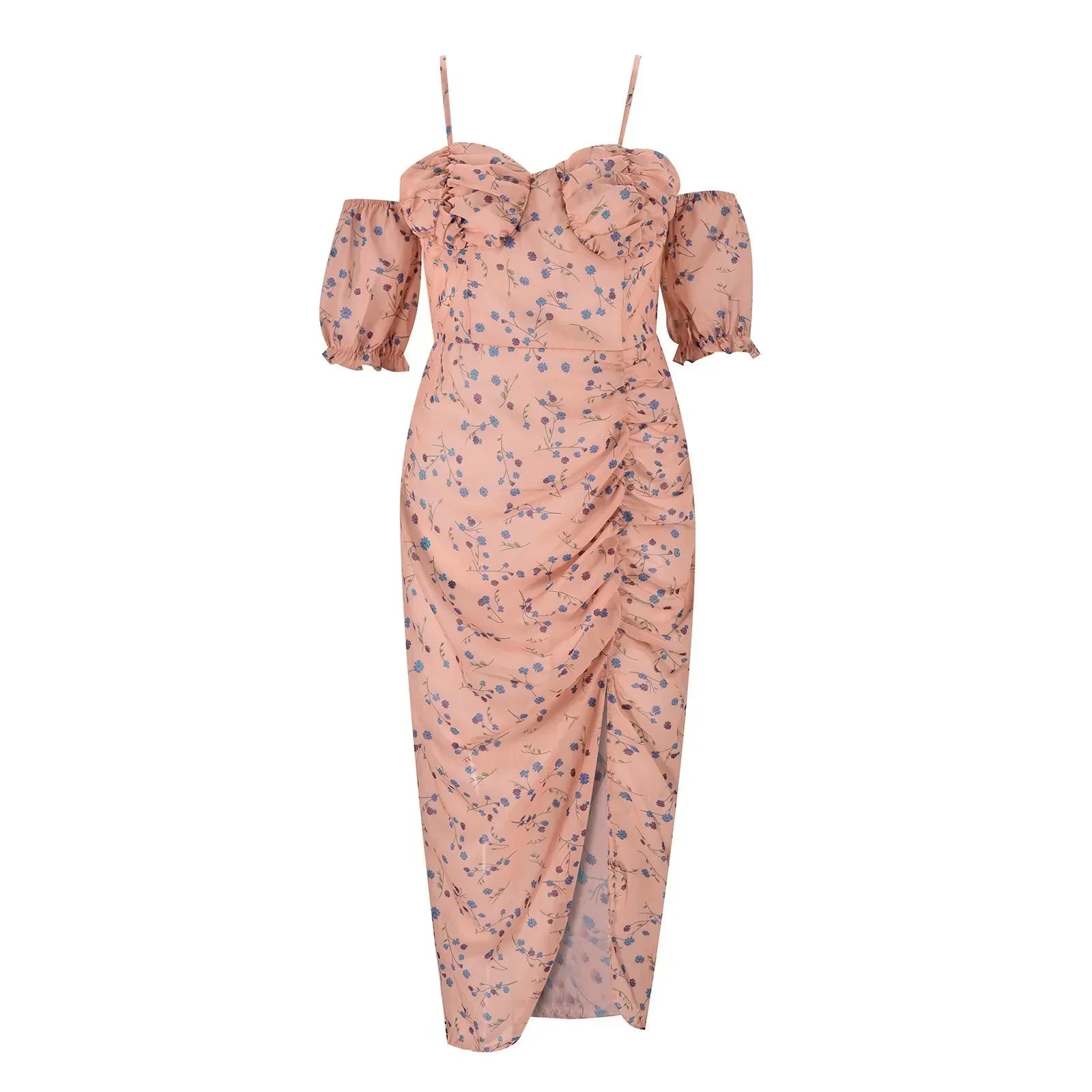 Clearance Flower Print Wrapped Chest Irregular Camisole Floral Printed Split Boho Dress Mssaz Desses