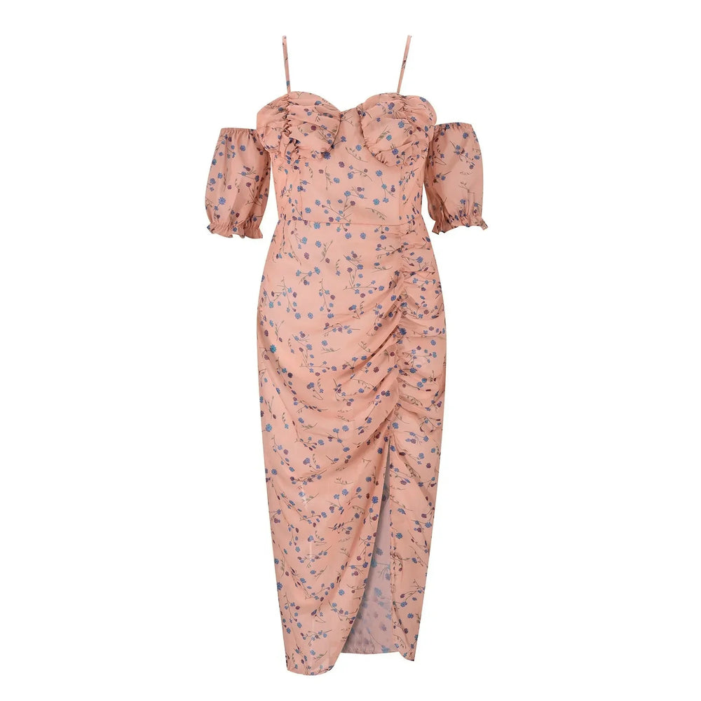 Clearance Flower Print Wrapped Chest Irregular Camisole Floral Printed Split Boho Dress Mssaz Desses