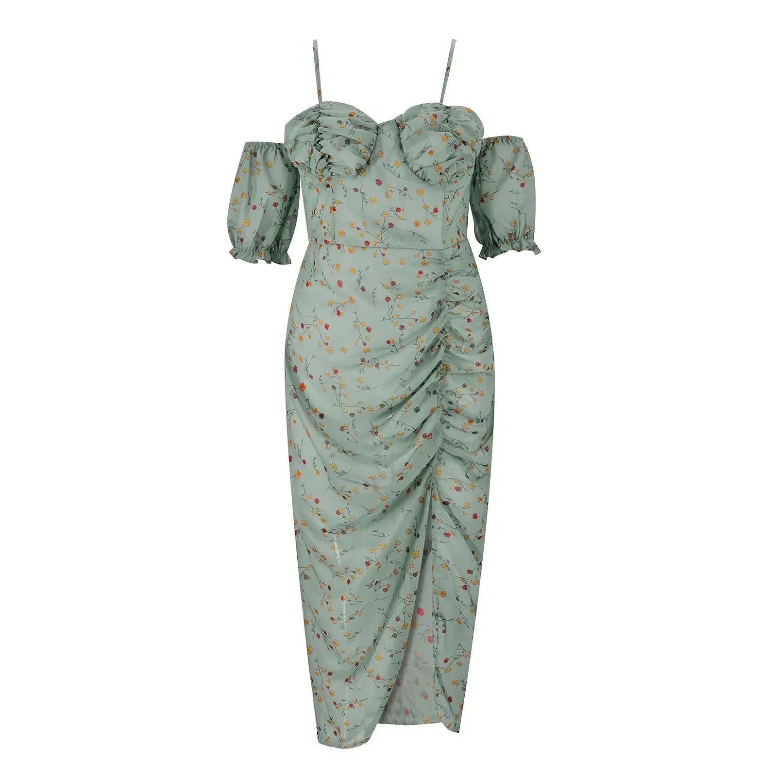 Clearance Flower Print Wrapped Chest Irregular Camisole Floral Printed Split Boho Dress Mssaz Desses
