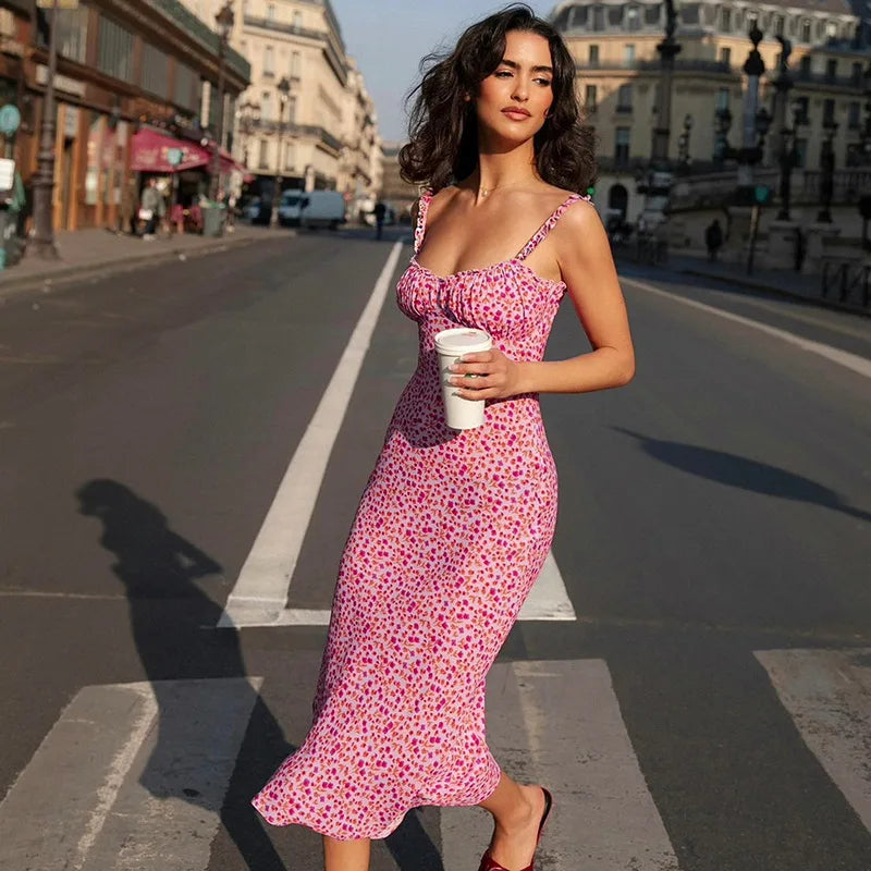 Bodycon Floral Print Midi Dulzura Streetwear Spring  Boho Dress Mssaz Desses