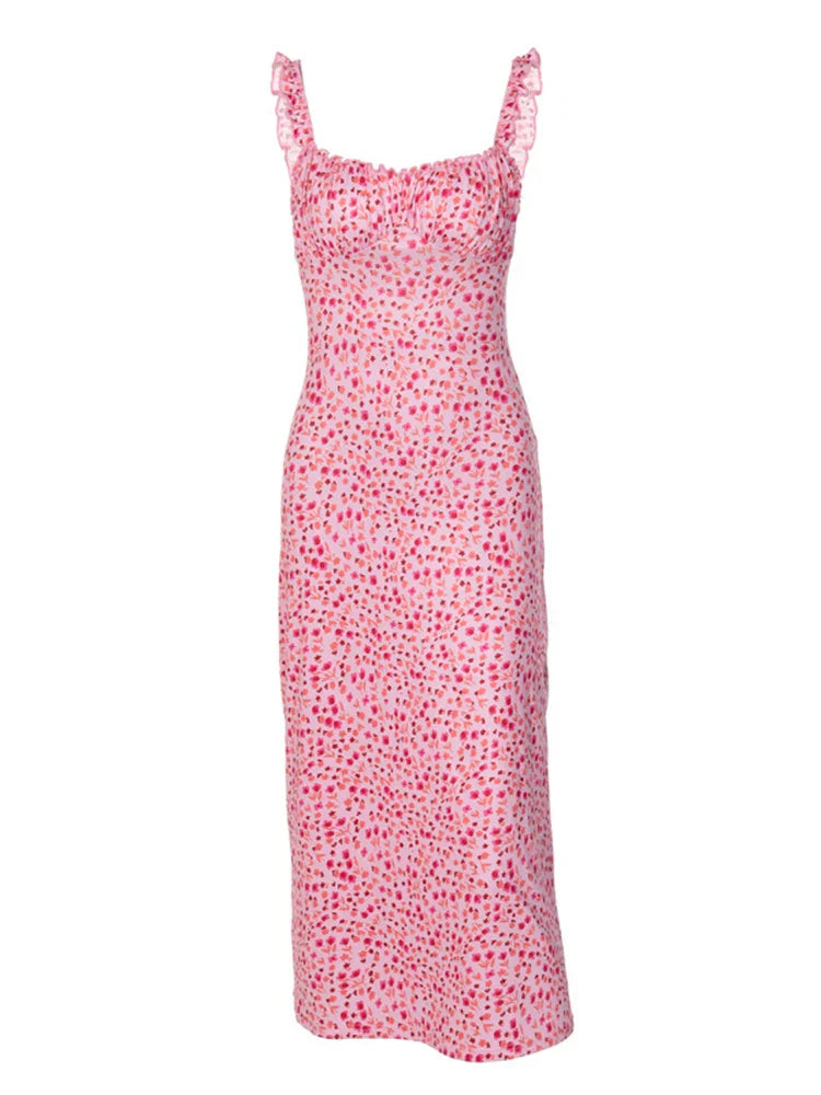 Bodycon Floral Print Midi Dulzura Streetwear Spring  Boho Dress Mssaz Desses