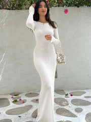 Lace Up Backless Long Sleeve Party Elegant Clothes Birthday Outfit Fall Autumn Maxi Dress Women Mssaz Desses