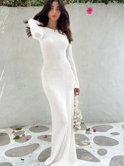 Lace Up Backless Long Sleeve Party Elegant Clothes Birthday Outfit Fall Autumn Maxi Dress Women Mssaz Desses