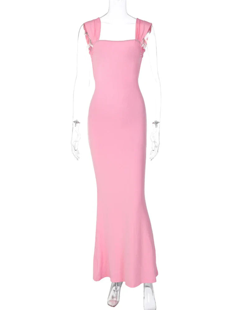Lace Up Backless Pink Party Birthday Evening Long Dress For Maxi Dress Mssaz Desses