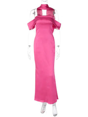 Satin Off Shoulder Party Birthday Evening  Maxi Dress Wholesale Women Mssaz Desses