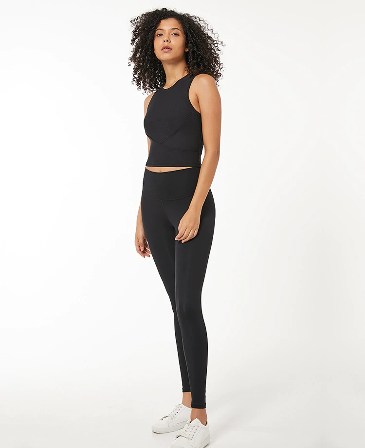 Elastic Ribbed Fitness Training Shirt Crop Tops Mssza