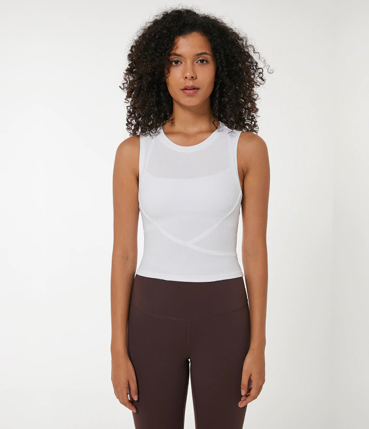 Elastic Ribbed Fitness Training Shirt Crop Tops Mssza
