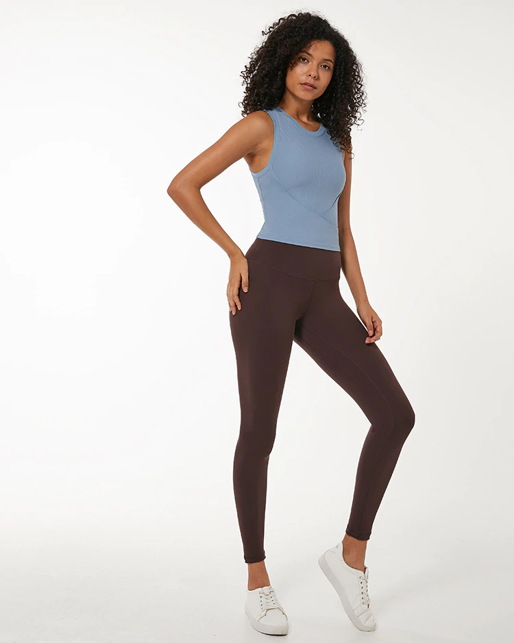 Elastic Ribbed Fitness Training Shirt Crop Tops Mssza