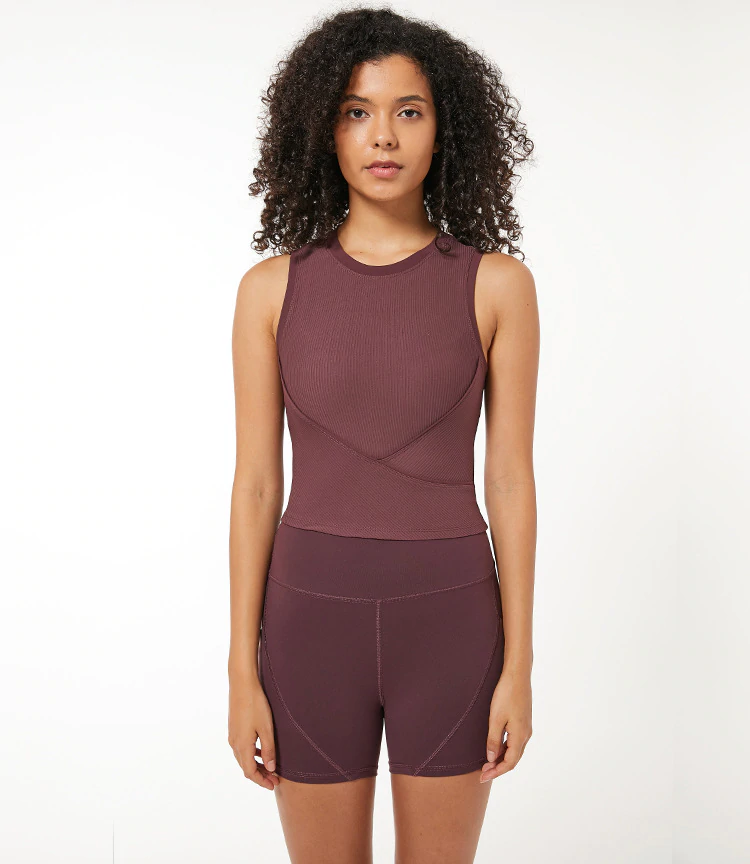 Elastic Ribbed Fitness Training Shirt Crop Tops Mssza