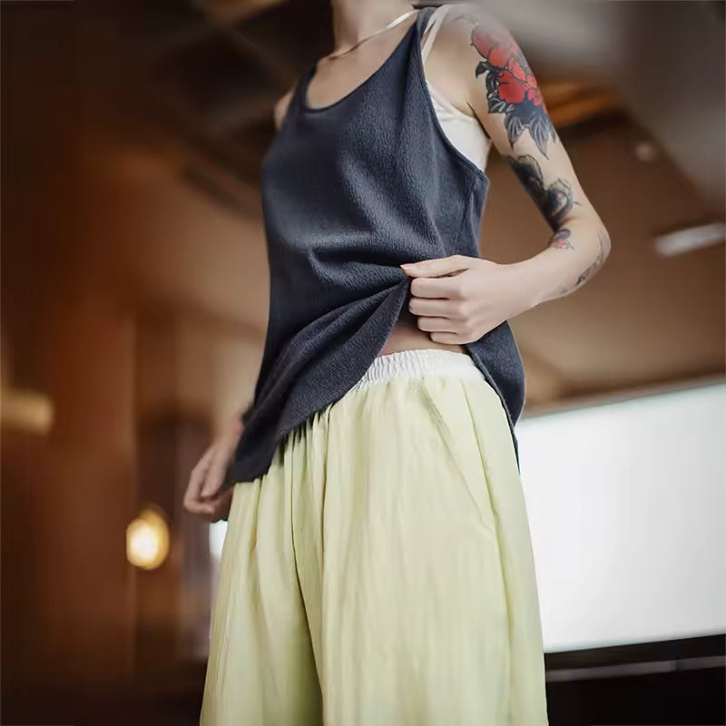 Casual Elastic Waist Color-Block Dance UV-Proof Sun Protection Joggers Pants Mssza