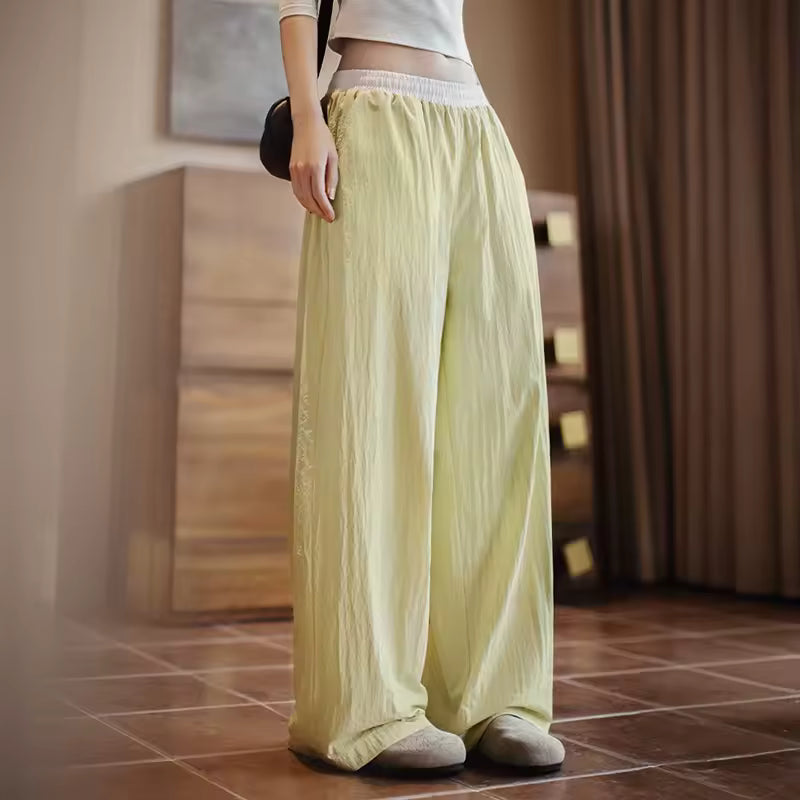 Casual Elastic Waist Color-Block Dance UV-Proof Sun Protection Joggers Pants Mssza
