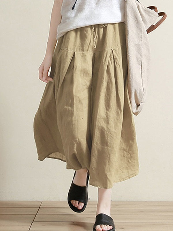 Elastic Waist Long Pants Solid Baggy Trousers Mssza