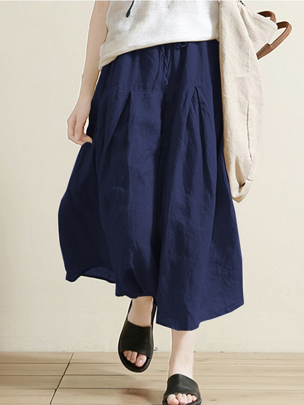 Elastic Waist Long Pants Solid Baggy Trousers Mssza