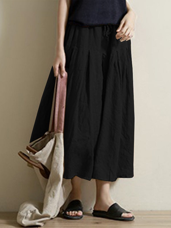 Elastic Waist Long Pants Solid Baggy Trousers Mssza