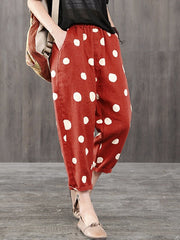 Elastic Waist Polka Dot Side Pockets Harlan Pants Mssza