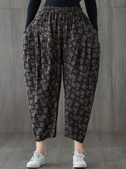 Elastic Waist Print Loose Harem Pants Mssza