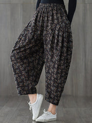Elastic Waist Print Loose Harem Pants Mssza