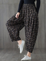 Elastic Waist Print Loose Harem Pants Mssza