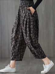 Elastic Waist Print Loose Harem Pants Mssza