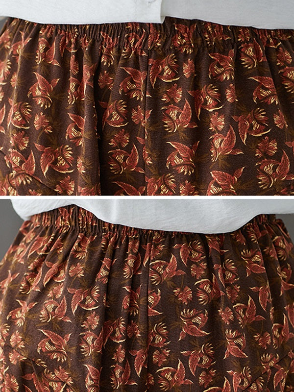 Elastic Waist Print Loose Harem Pants Mssza