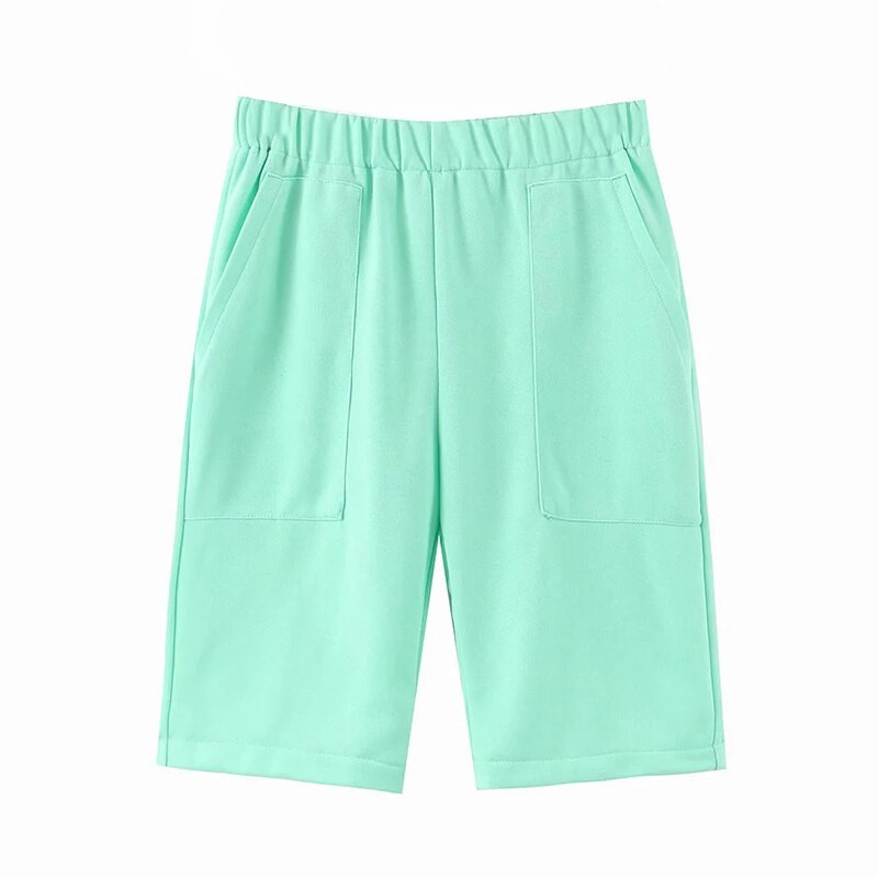 Elastic Waist Solid Straight Trousers Mssza