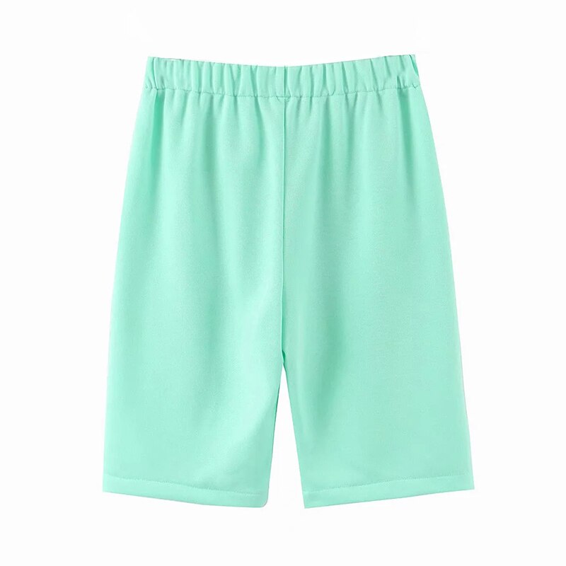 Elastic Waist Solid Straight Trousers Mssza