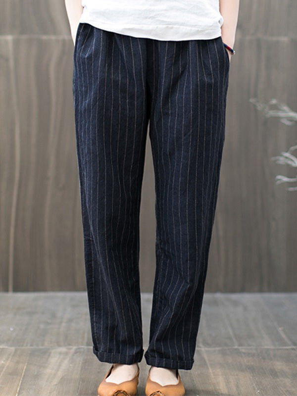 Elastic Waist Striped Harem Casual Loose Pant Mssza
