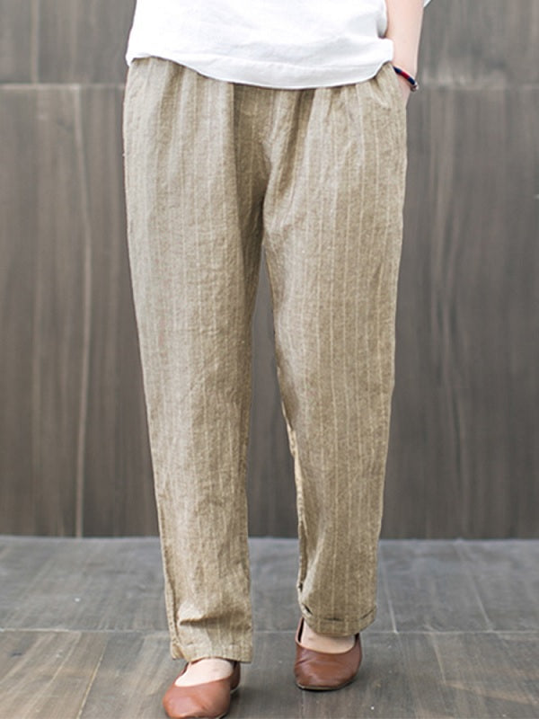 Elastic Waist Striped Harem Casual Loose Pant Mssza