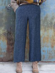 Elastic Waist Wide Leg Long Pants Mssza