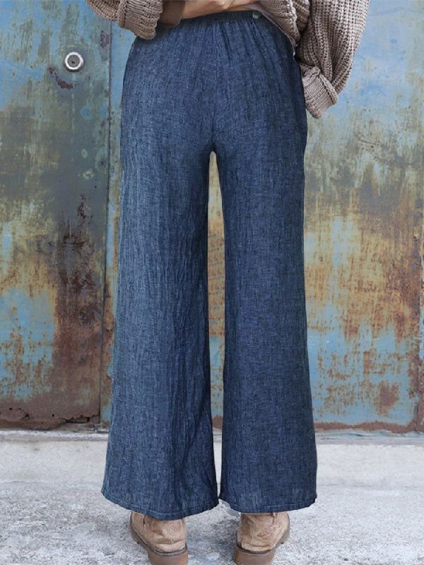 Elastic Waist Wide Leg Long Pants Mssza