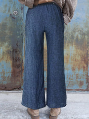 Elastic Waist Wide Leg Long Pants Mssza