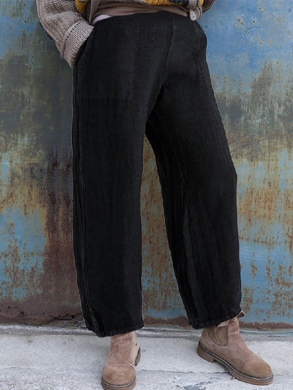 Elastic Waist Wide Leg Long Pants Mssza