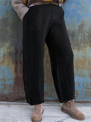 Elastic Waist Wide Leg Long Pants Mssza