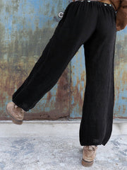 Elastic Waist Wide Leg Long Pants Mssza