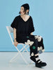 Elasticated Waist Thin Style Cropped Wave Dot Printed Nine Cropped Pants Mssza