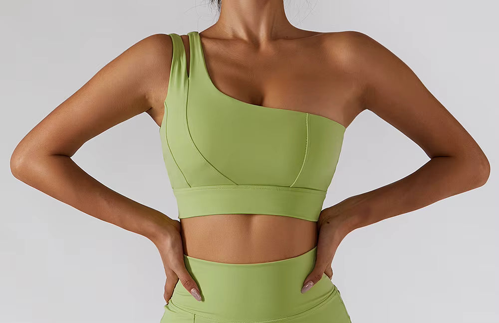 Elasticity Single Strap Chest Pad Shockproof Running Sports Bra Mssza