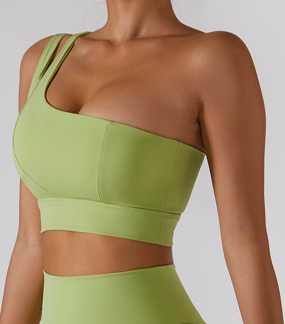 Elasticity Single Strap Chest Pad Shockproof Running Sports Bra Mssza