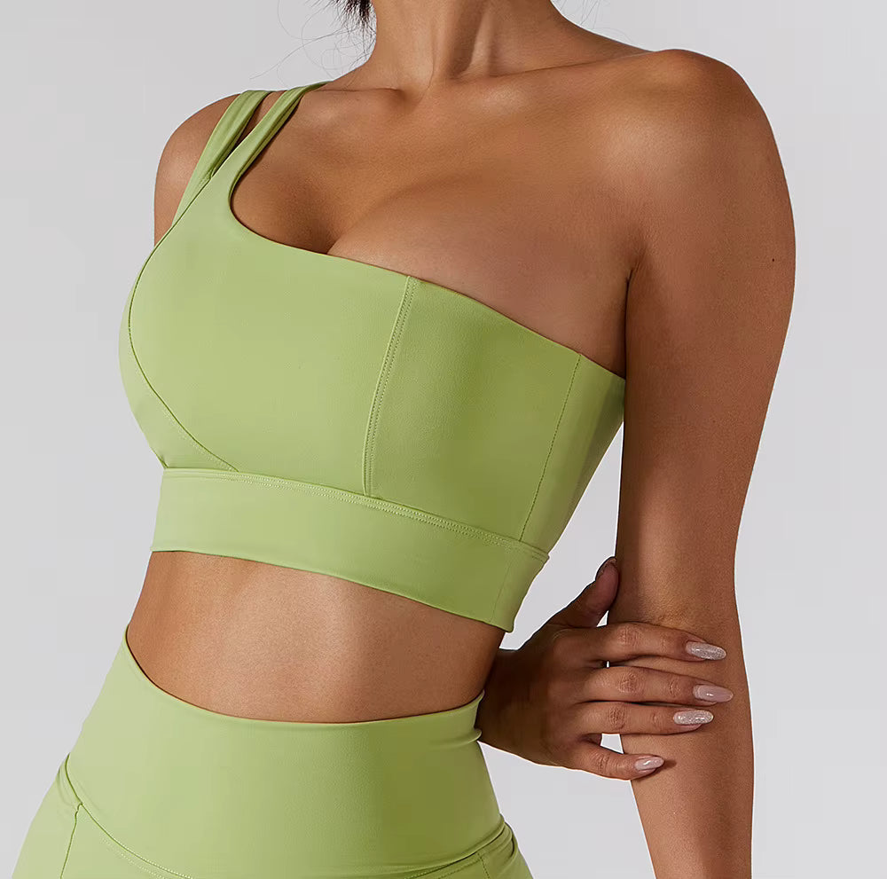 Elasticity Single Strap Chest Pad Shockproof Running Sports Bra Mssza