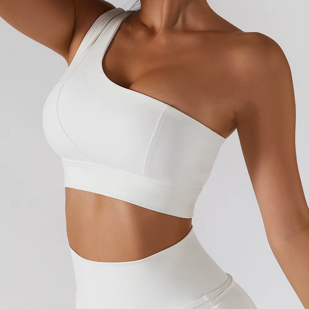 Elasticity Single Strap Chest Pad Shockproof Running Sports Bra Mssza
