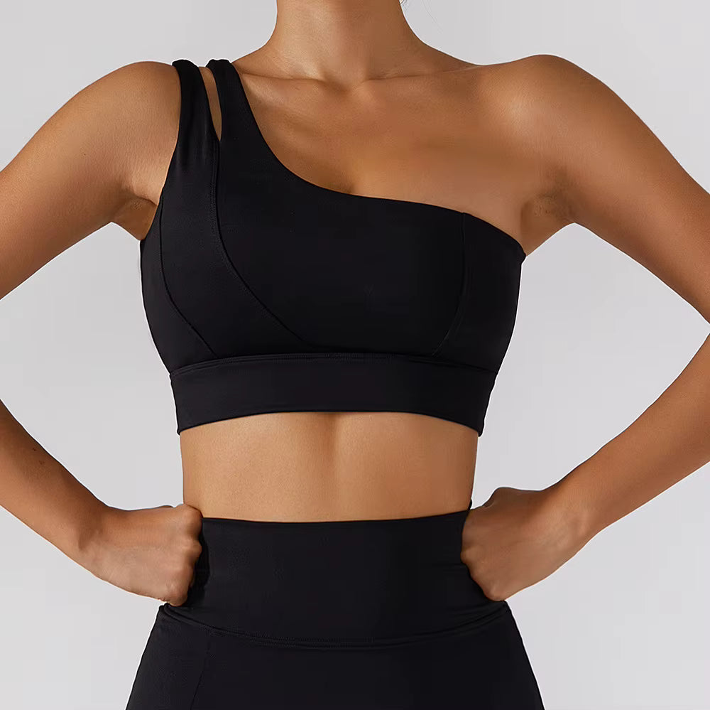 Elasticity Single Strap Chest Pad Shockproof Running Sports Bra Mssza