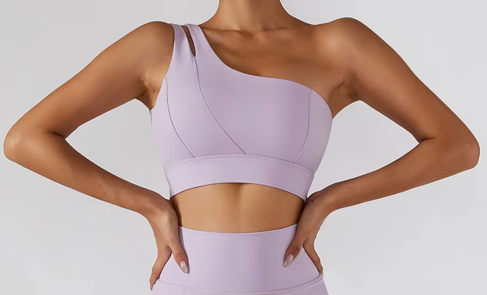Elasticity Single Strap Chest Pad Shockproof Running Sports Bra Mssza