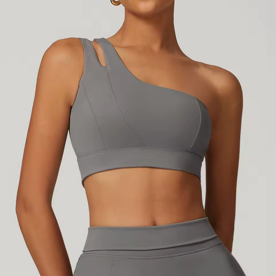 Elasticity Single Strap Chest Pad Shockproof Running Sports Bra Mssza