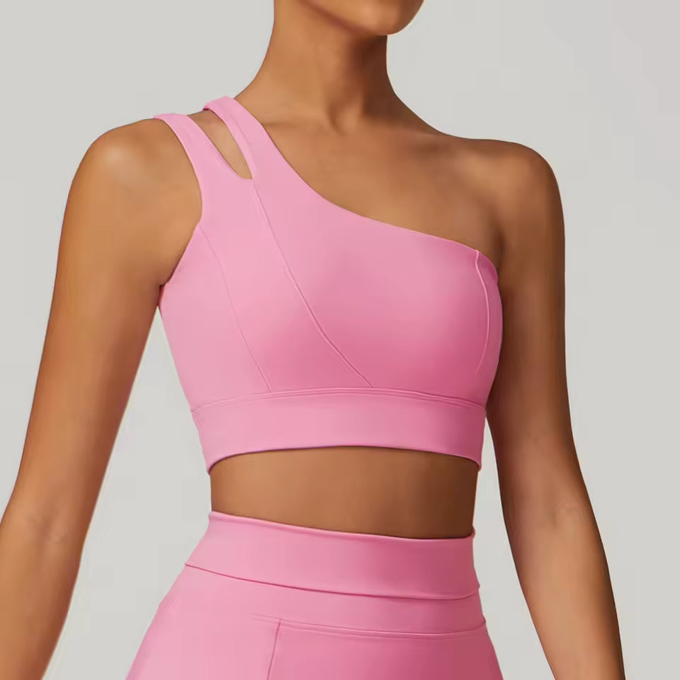 Elasticity Single Strap Chest Pad Shockproof Running Sports Bra Mssza