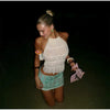 Elegan Sequin Bead Print Solid Lace Up Flower Slim Straight Mini Skirt Mssza