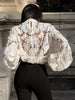 Elegant 3D Flower Lantern Long Sleeve Patchwork Mesh Shirts Mssza